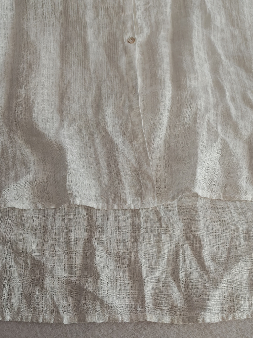 Eileen Fisher Lightweight Textured Linen Top — Natural Cream - Picture 5 of 9